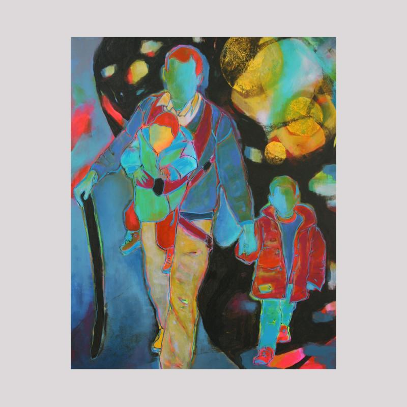 Christina Völker, o.T. Acryl, Bitumen, Tusche auf Leinwand, 100 x 80 cm, 2016