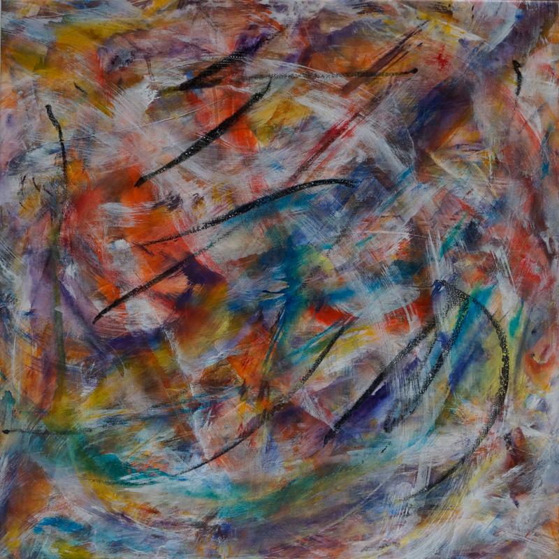 Reinhild Zietz, Bewegung, Acryl und Ölstift auf Leinwand, 80 x 80cm, 2015